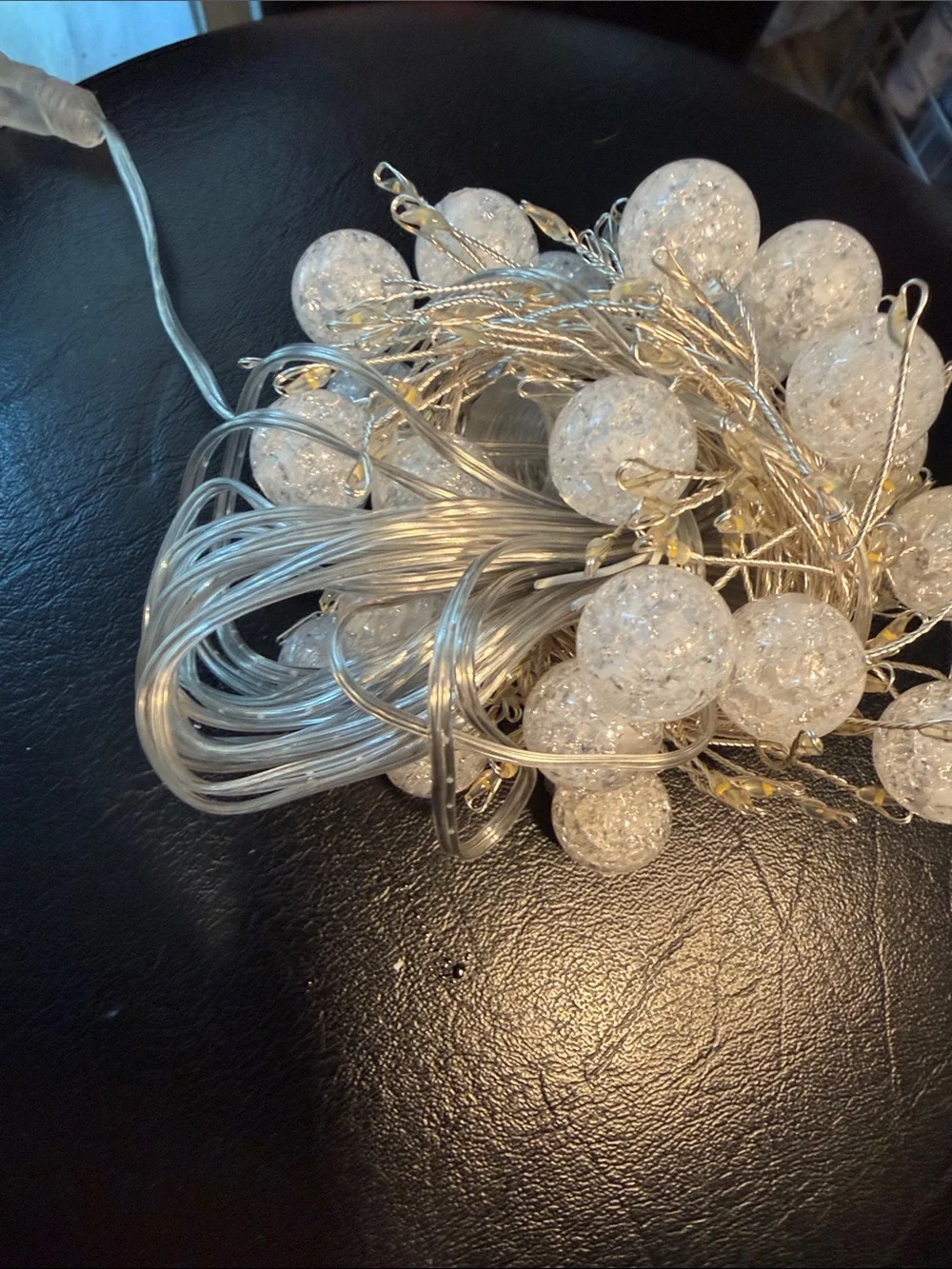 White Crystal Ball Fairy String Lights - Decorative Holiday LED Garland - 10ft
